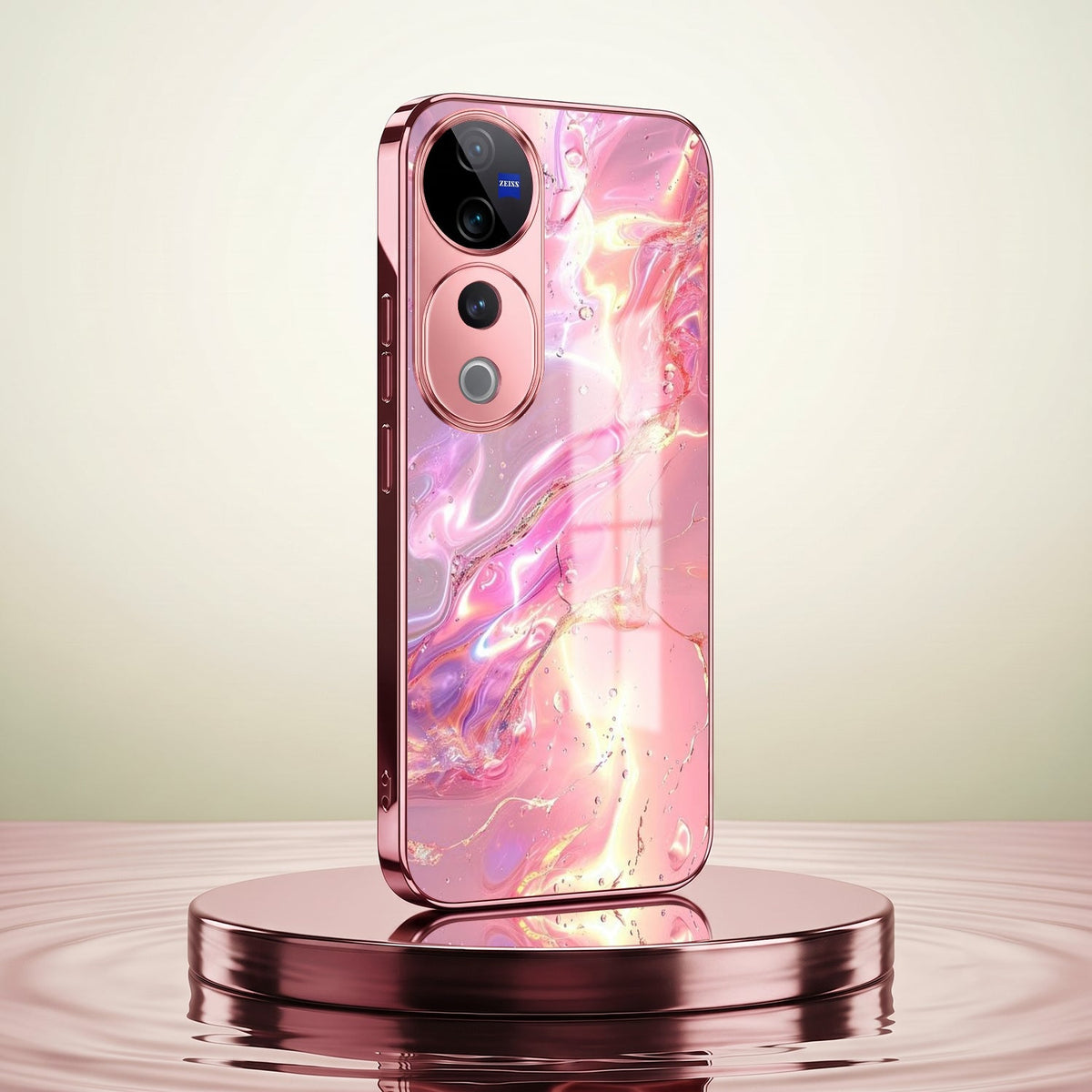Vivo V40 Pro 5G Pearl Aurora Pink Electroplated Glass Phone Back Case