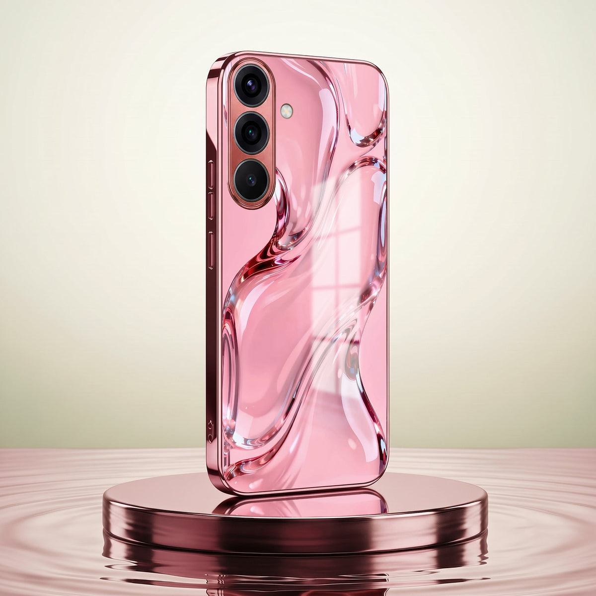 Samsung Galaxy A56 5G Crystal Wave Energy Pink Electroplated Glass Phone Back Case