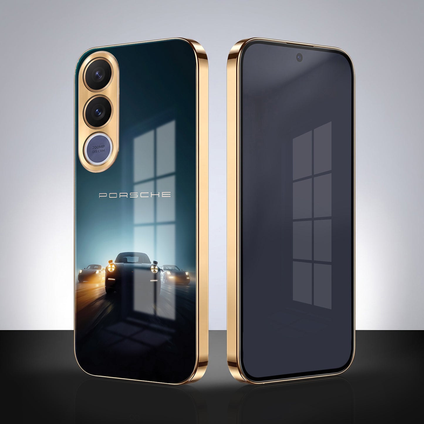 Vivo V70 Fe Porsche Luxury Gold Electroplated Glass Phone Back Case