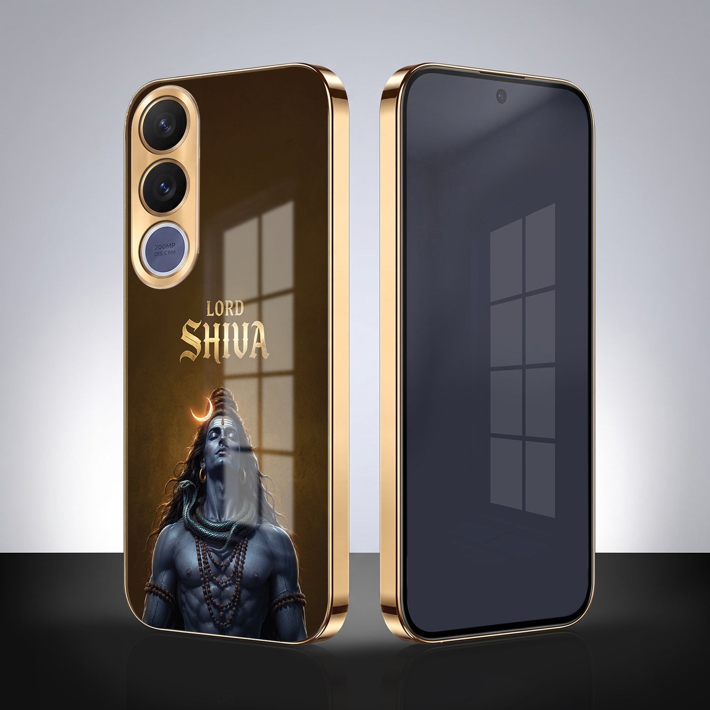 Vivo V70 Fe Lord Shiva Gold Electroplated Glass Phone Back Case