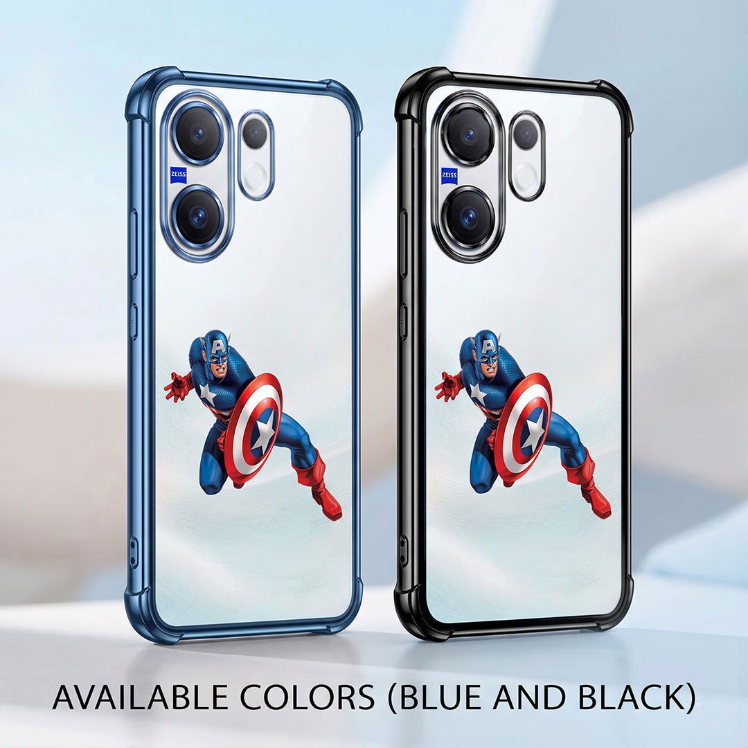 Vivo X200 FE 5G Premium 3D Spot UV Captain America Sticker Shockproof Airbags Case