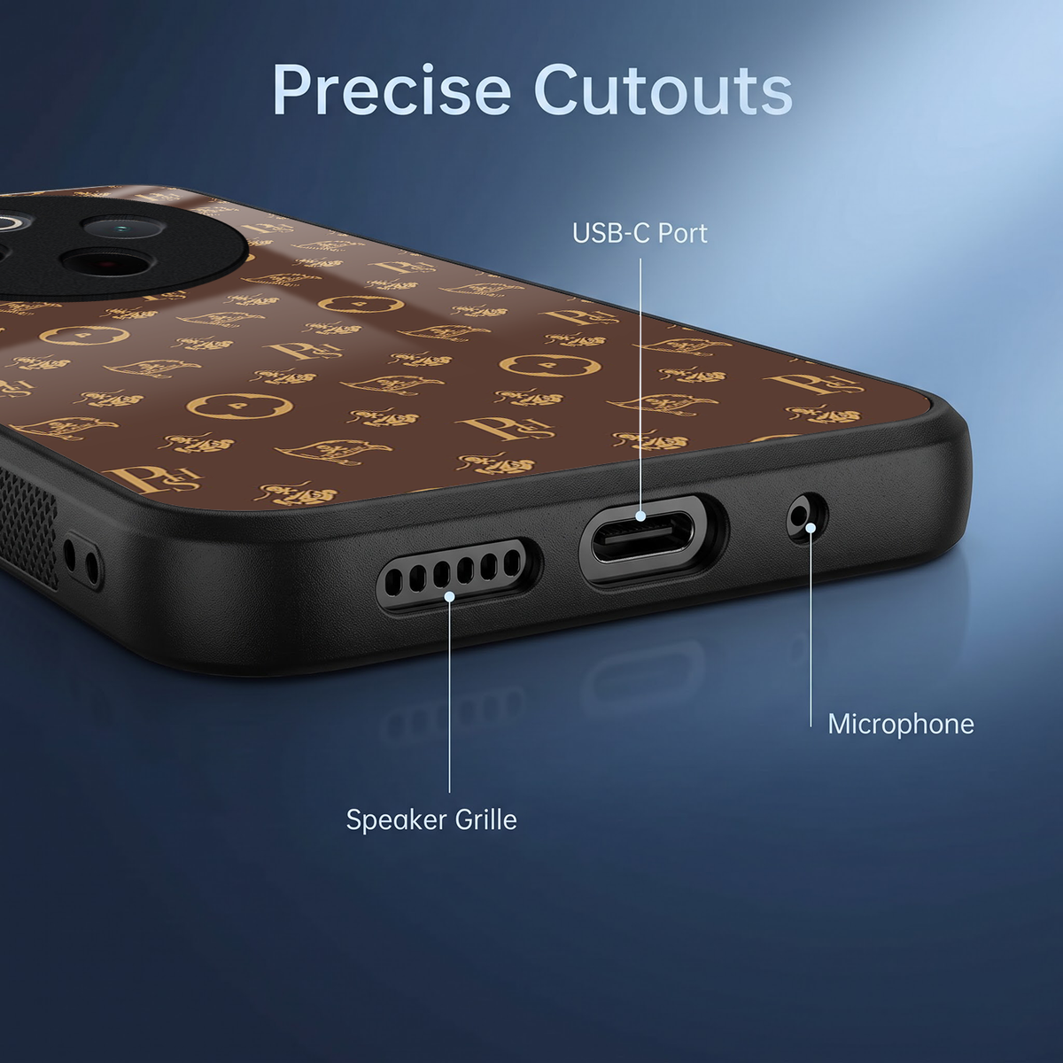 Vivo T4 5G Luxury Monogram Brown Acrylic Glass Back Case