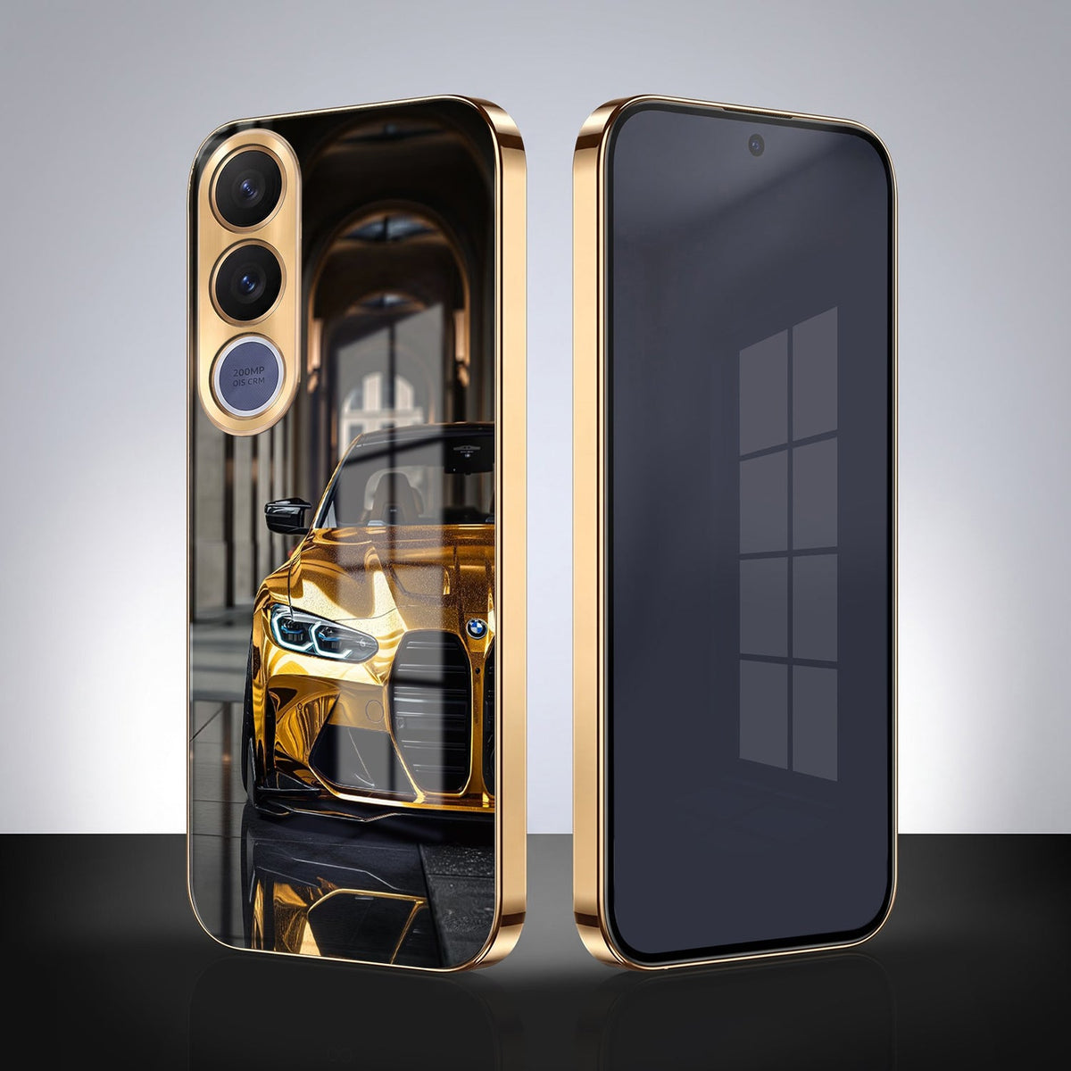Vivo V70 FE 5G Golden BMW Gold Electroplated Glass Phone Back Case