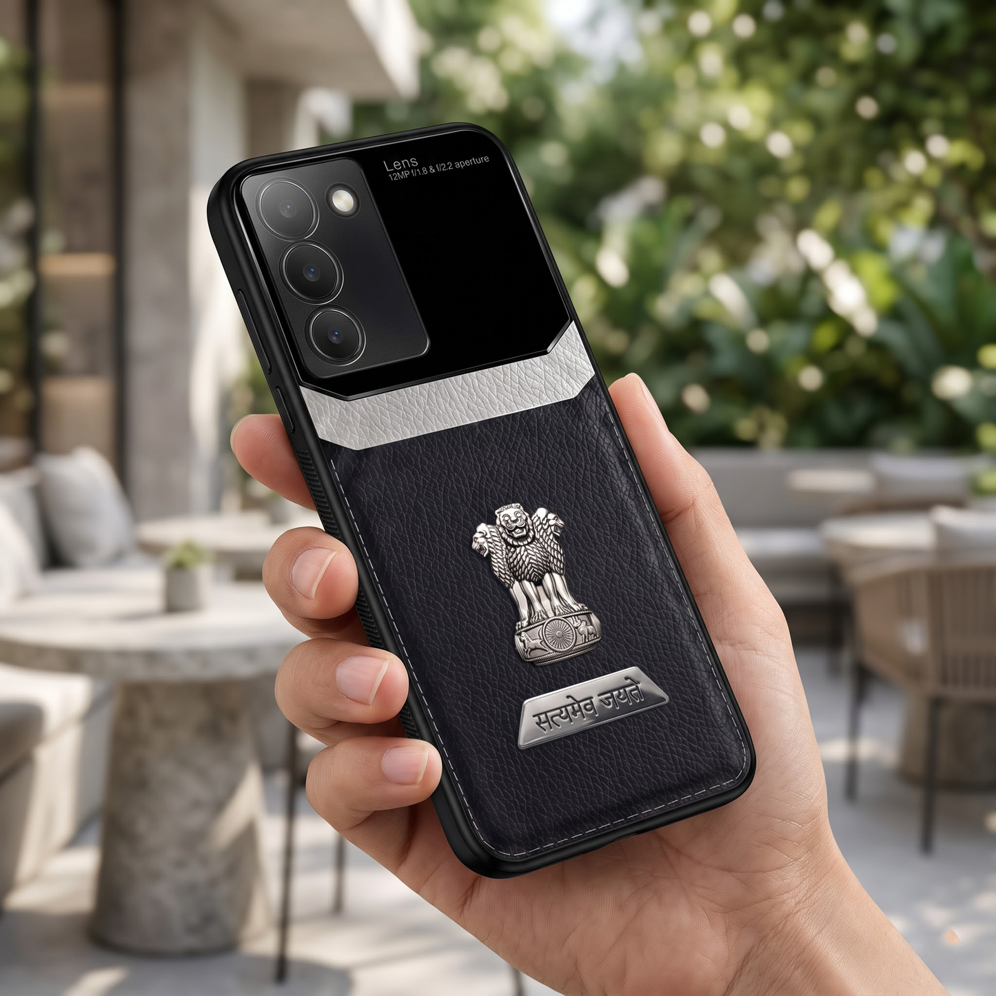Vivo Y200e 5G Satyamev Jayate 2-in-1 Emblem Leather Lens Protective Back Case