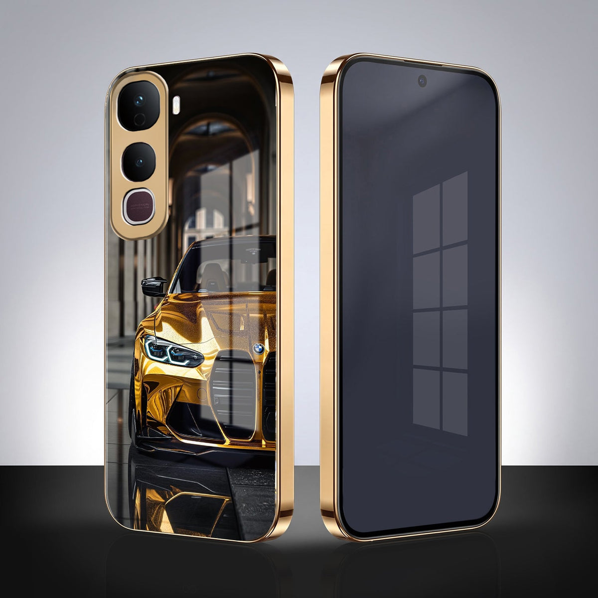 Vivo Y400 Pro 5G Golden BMW Gold Electroplated Glass Phone Back Case