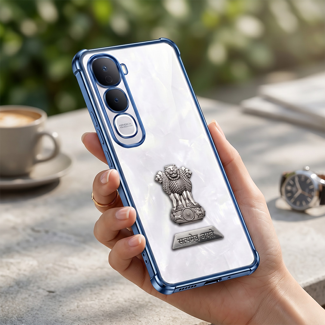 Vivo Y400 Pro 5G Satyamev Jayate 2-in-1 Emblem Transparent Shockproof Airbag Case