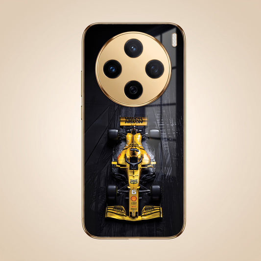 Vivo X200 5G F1 Racing Car Gold Electroplated Glass Phone Back Case