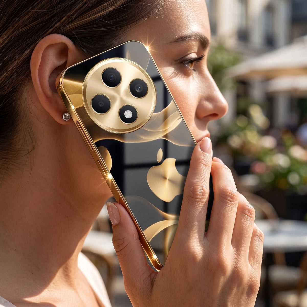Oppo F27 Pro+ 5G Luxury Wave Gold Electroplated Glass Phone Back Case