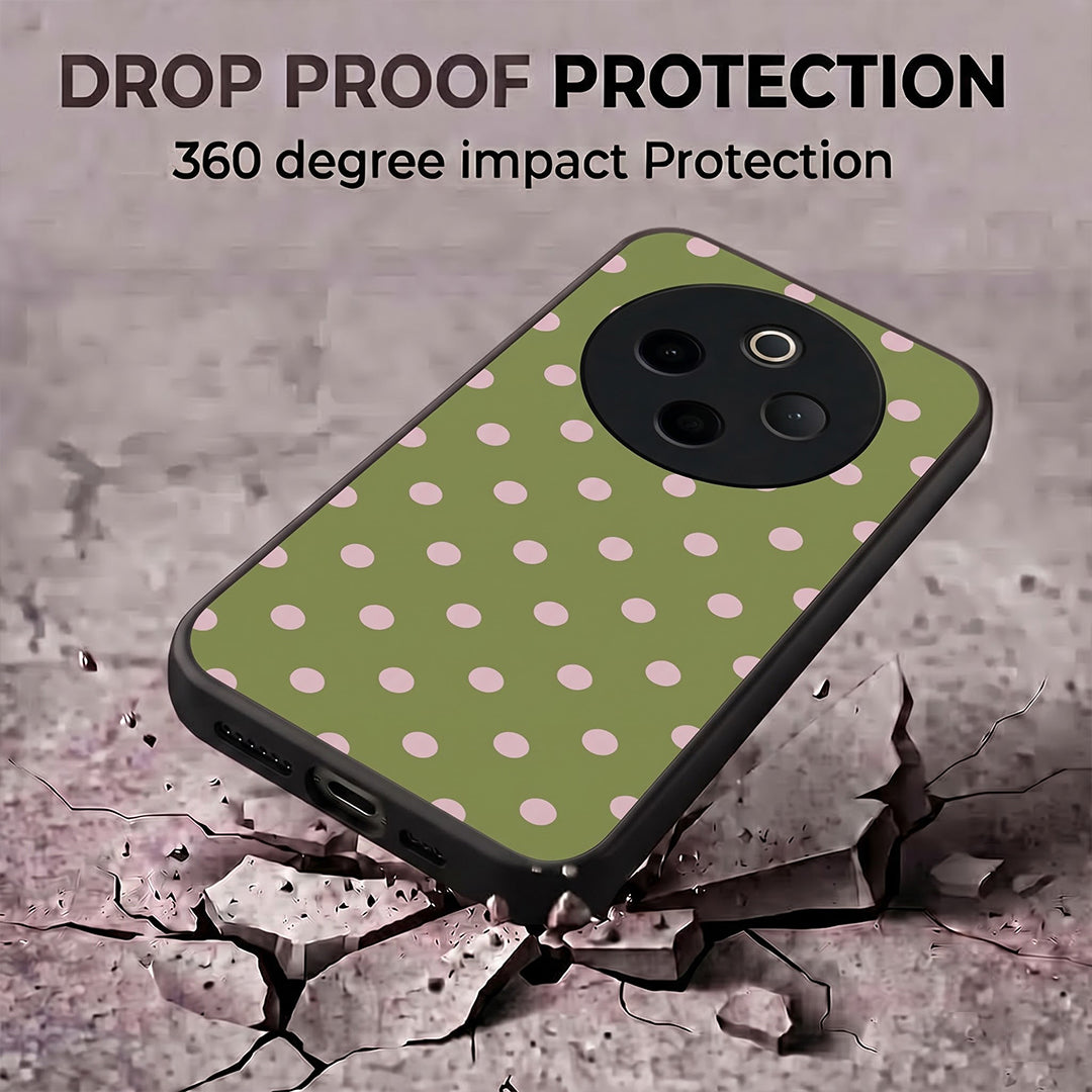 Vivo T4 5G Elegant Olive Green Pink Polka Dot Acrylic Back Cover