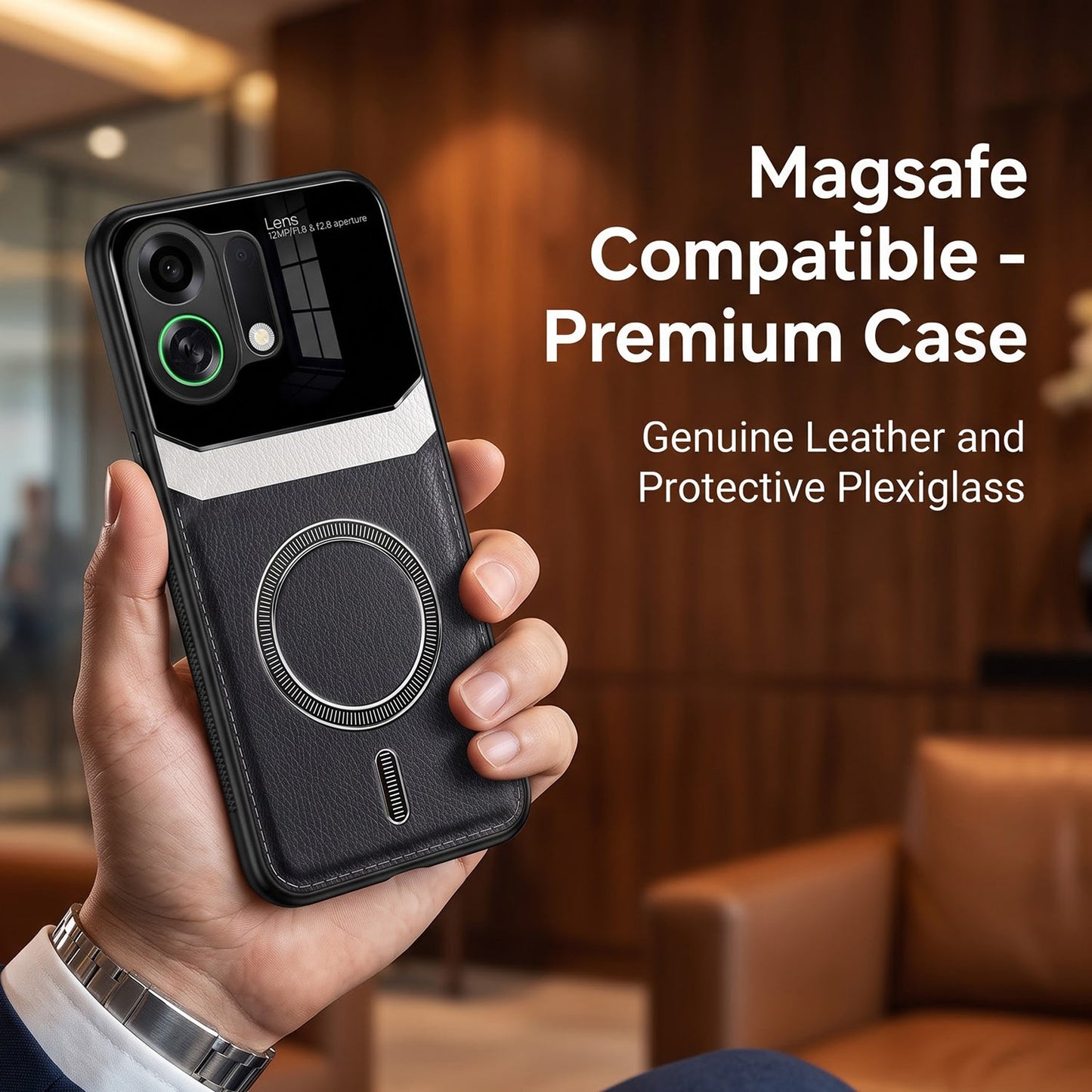 Oppo K13 Turbo 5G Premium Magsafe Magnetic Leather Lens Protective Case