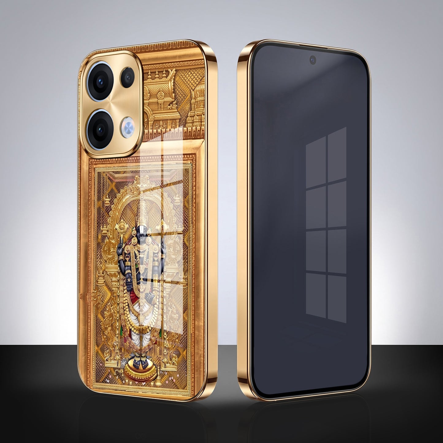 Oppo Reno 13 5G Premium Heritage Gold Electroplated Glass Phone Back Case