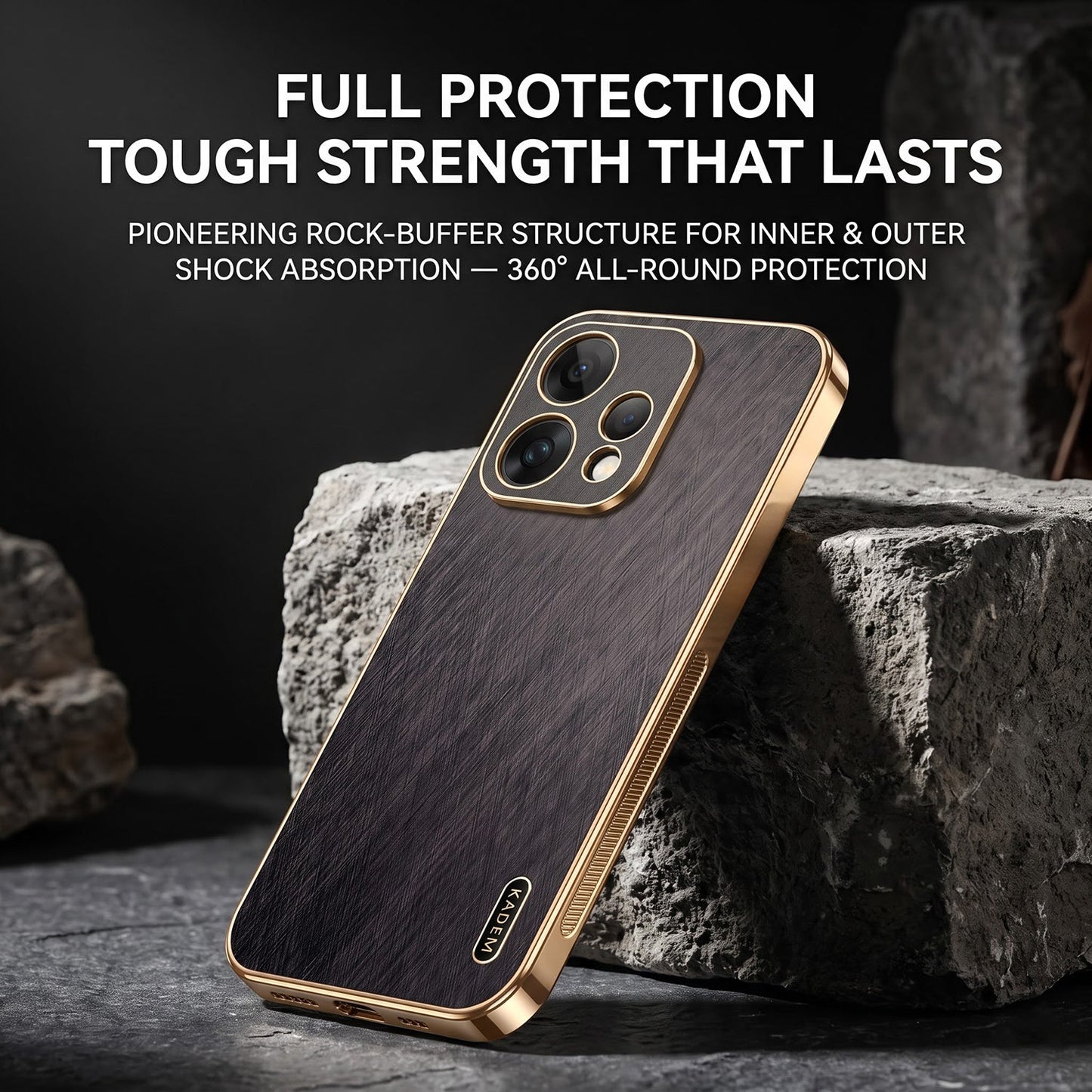 Oppo Reno 15 5G Premium Electroplated Frame Gold Thread Pattern Soft Case