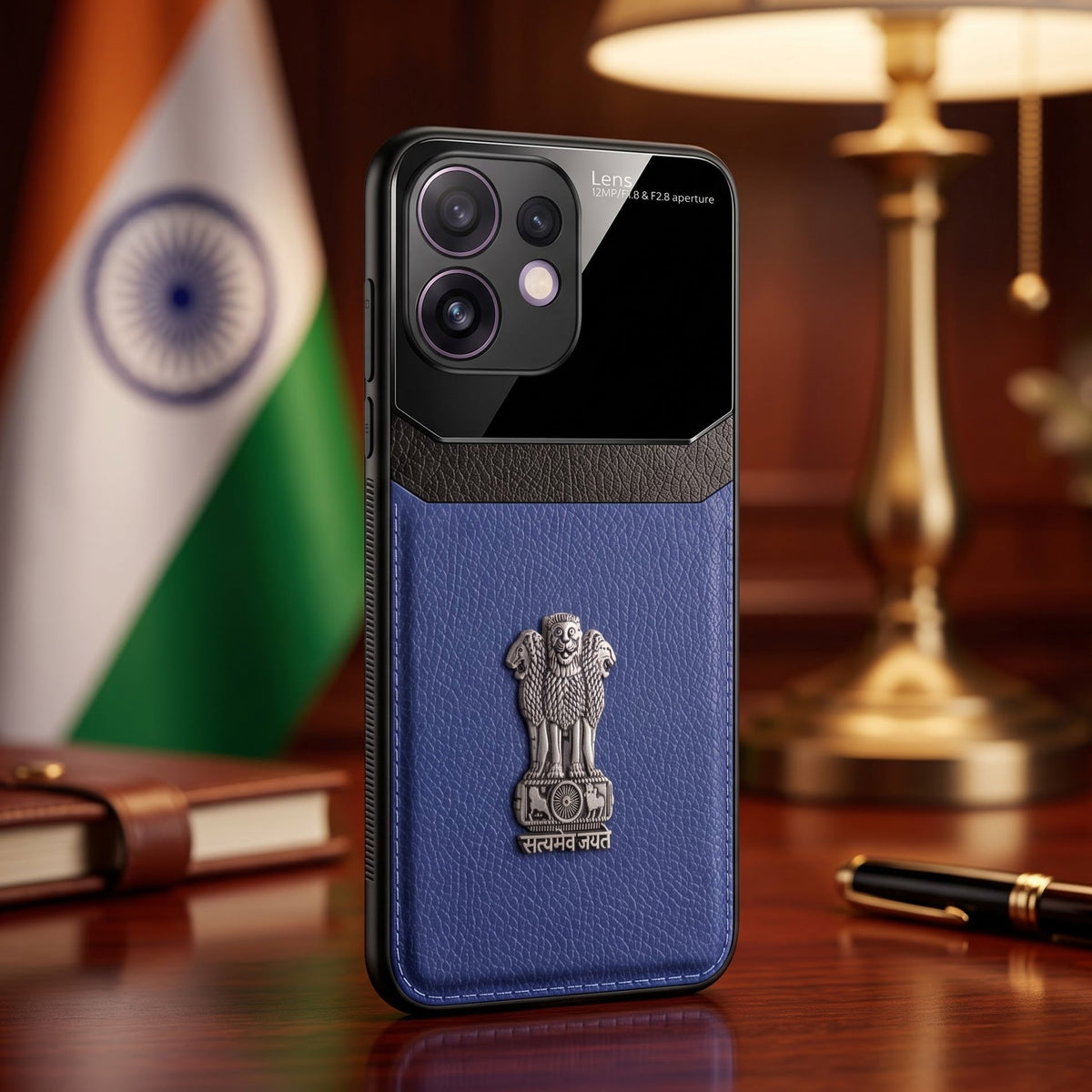 Oppo Reno 16 5G Satyamev Jayate 3D Metal Leather Back Case
