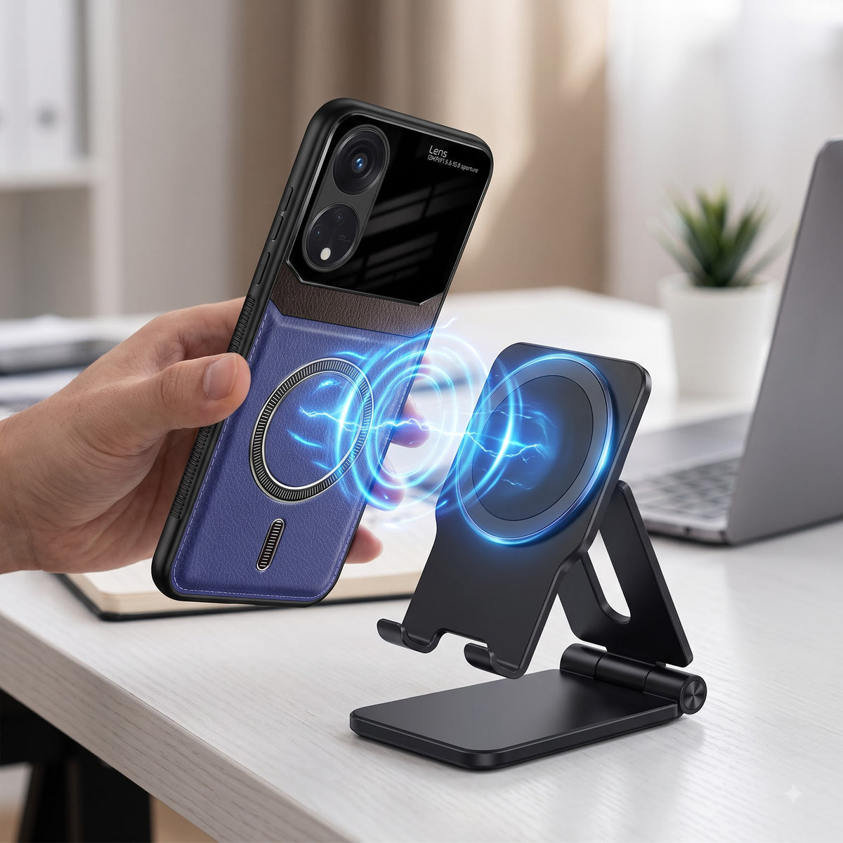 Oppo Reno 8T 5G Premium Magsafe Magnetic Leather Lens Protective Case