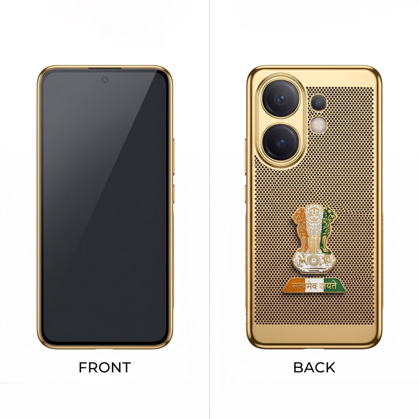 Vivo V60 5G Tri-Color Satyamev Jayate Mesh Electroplated Heat Dissipation Case