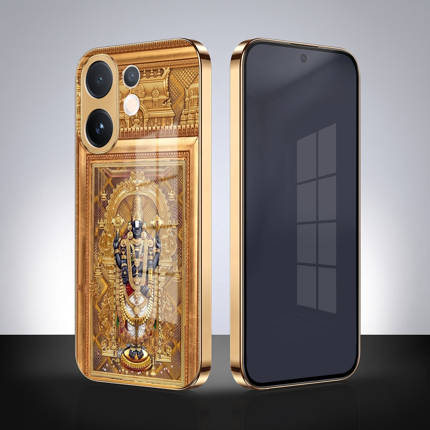 Vivo V60 5G Premium Heritage Gold Electroplated Glass Phone Back Case