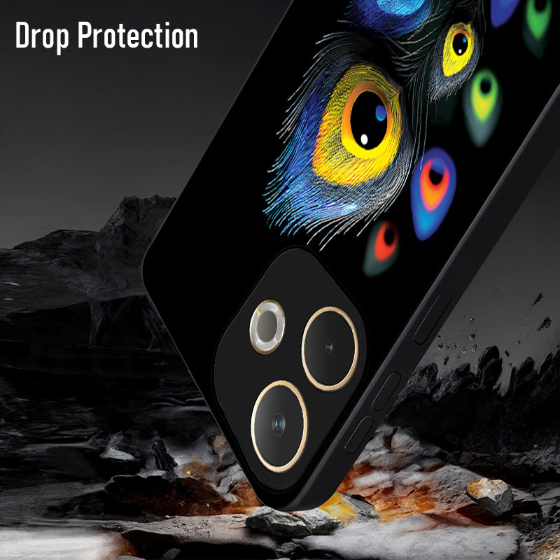 Oppo A5 Pro 5G Premium Peacock Feather Acrylic Glass Back Case