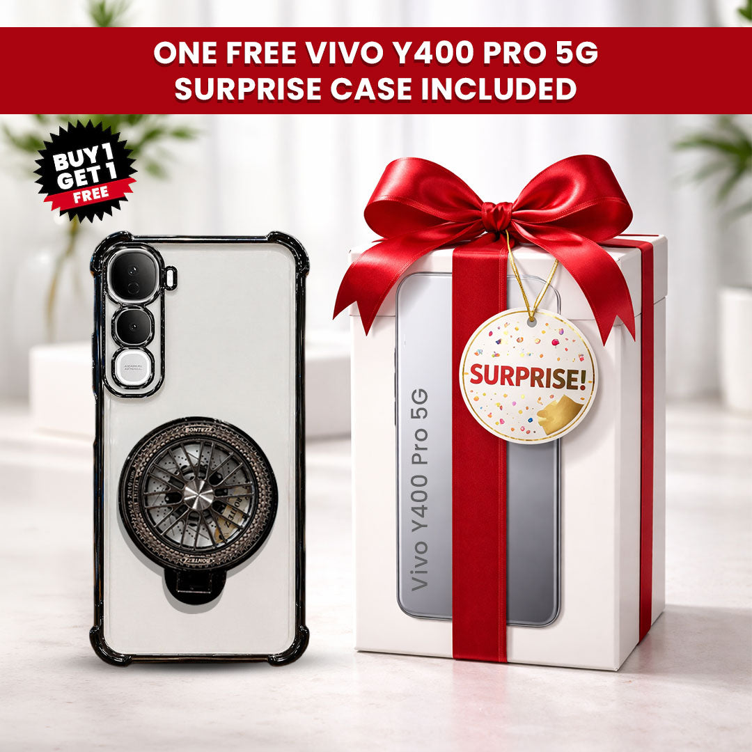 Vivo Y400 Pro 5G Premium Stress Buster Wheel Rotating Shockproof Airbags Case (Buy 1 Get 1 Free Surprise Cover)