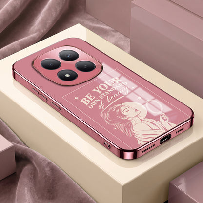 Redmi Note 15 Pro+ 5G Luxury Aesthetic Girl Pink Electroplated Glass Phone Back Case