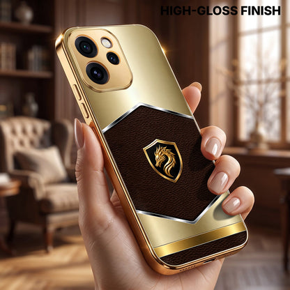 Oppo Reno 15 Pro Mini 5G Dragon Crest Gold Electroplated Glass Phone Back Case