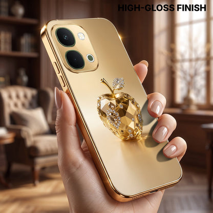 Vivo T5x 5G Golden Apple Gold Electroplated Glass Phone Back Case