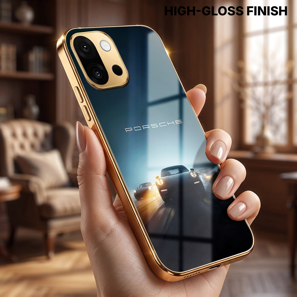OnePlus 13s 5G Porsche Luxury Gold Electroplated Glass Phone Back Case