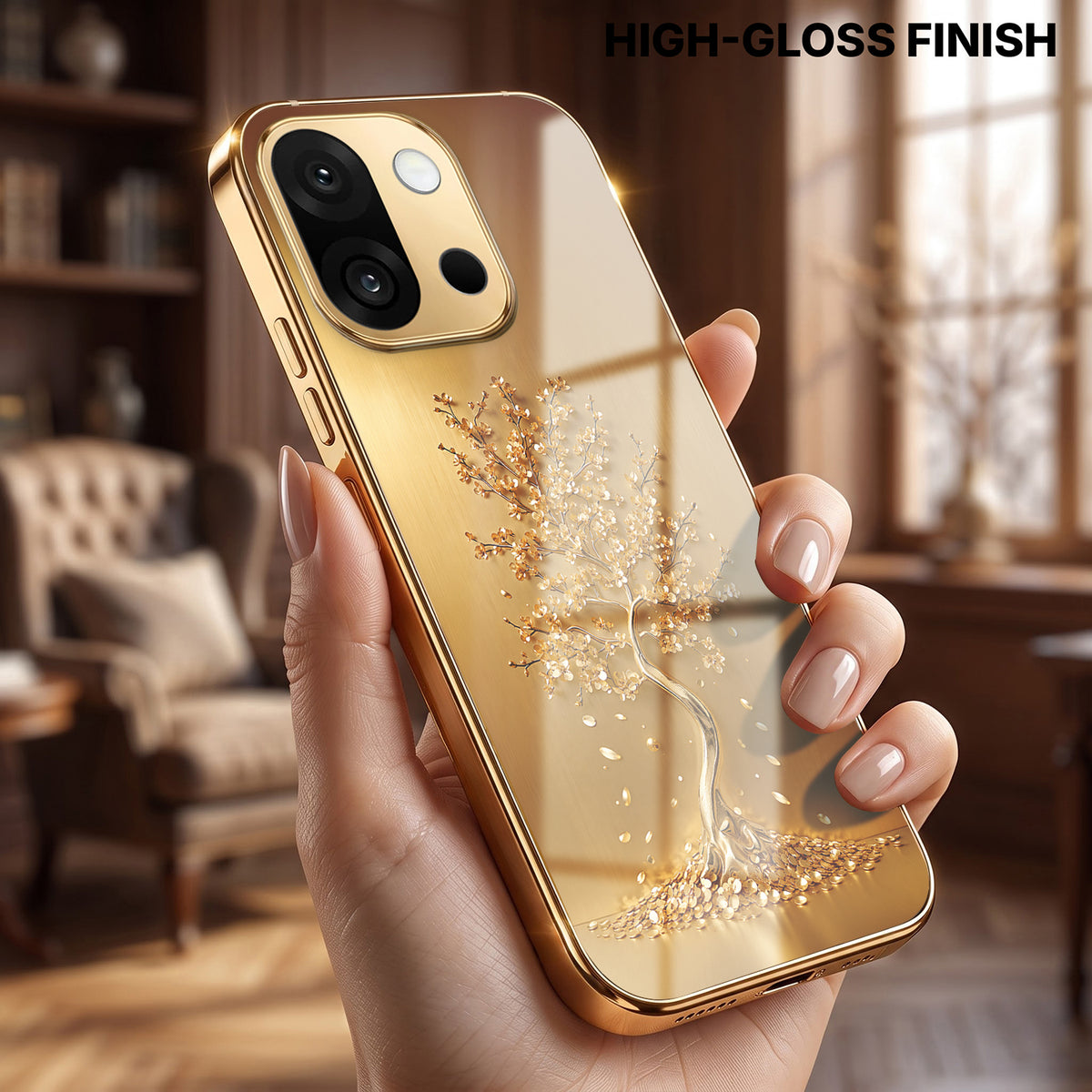OnePlus 13s 5G Golden Tree Gold Electroplated Glass Phone Back Case