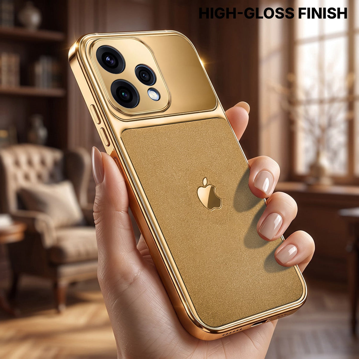 Oppo Reno 15 5G Royal Touch Apple Gold Electroplated Glass Phone Back Case
