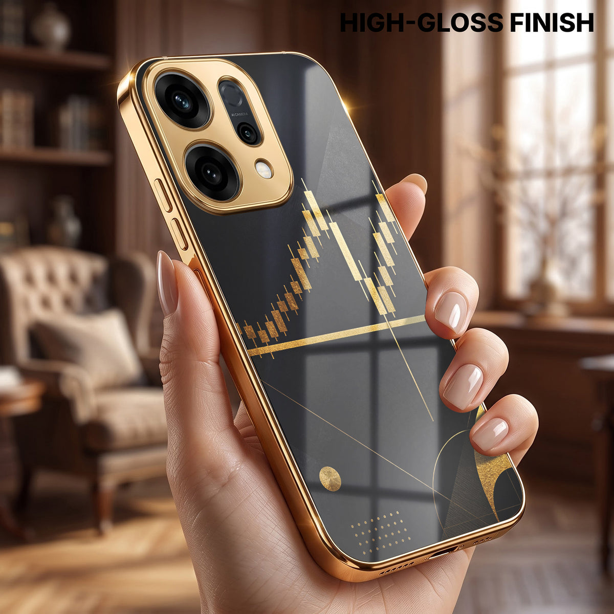 Oppo Reno 14 5G Trading Candles Gold Electroplated Glass Case