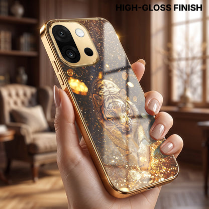 OnePlus 13s 5G Luxury Tiger Gold Electroplated Glass Phone Back Case