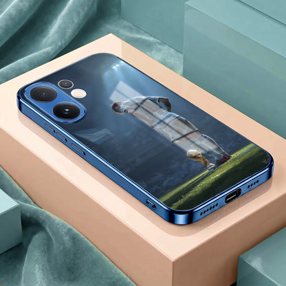 Vivo V60 5G Football Champion Blue Electroplated Glass Phone Back Case