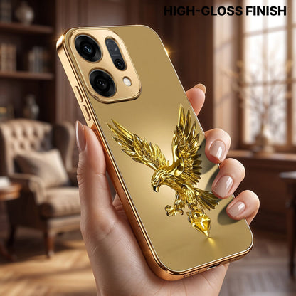 Oppo Reno 14 5G Golden Eagle Gold Electroplated Glass Phone Back Case