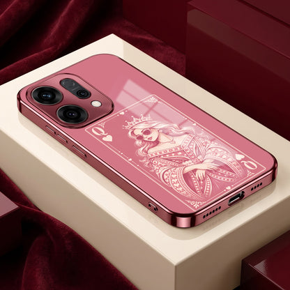 Oppo Reno 14 5G Luxury Royal Queen Pink Electroplated Glass Phone Back Case