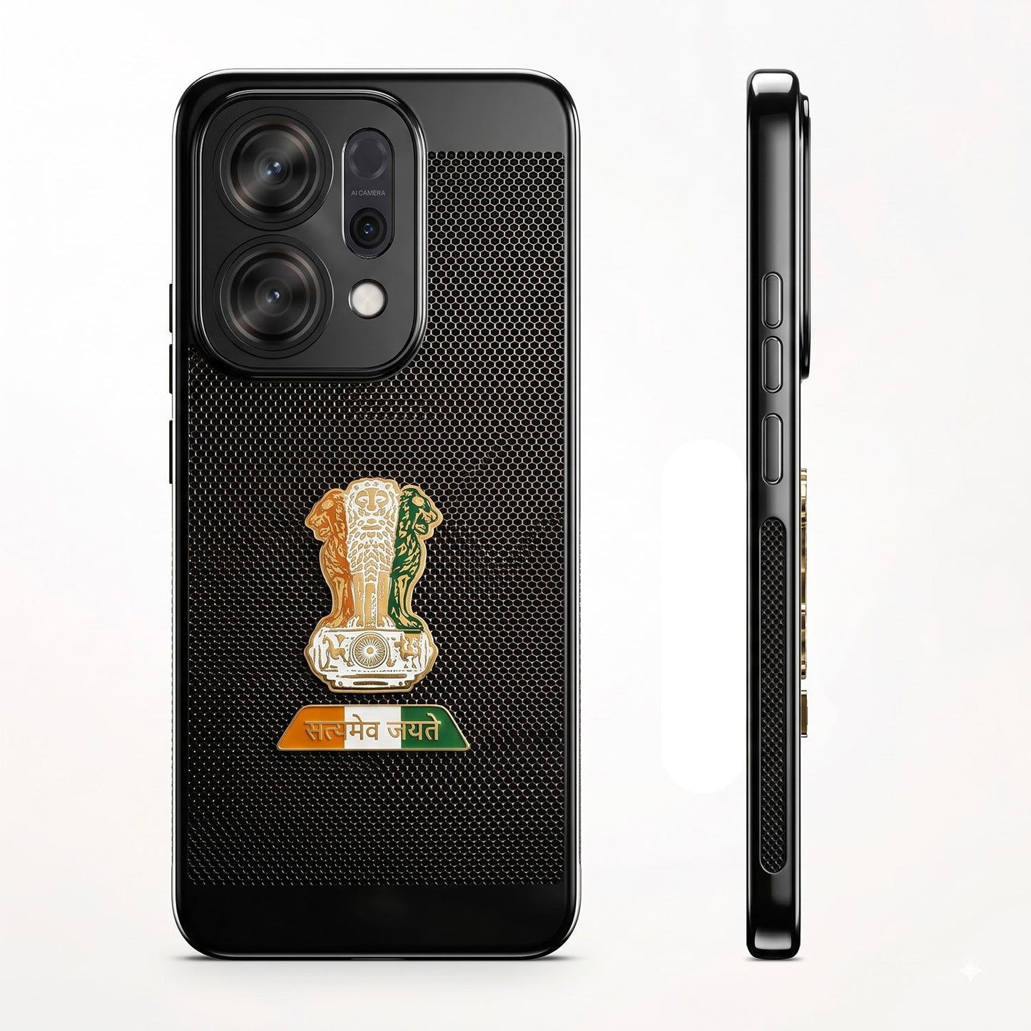 Oppo Reno 14 5G Tri-Color Satyamev Jayate Mesh Electroplated Heat Dissipation Case
