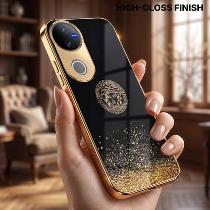 Vivo V50 5G Medusa Head Gold Electroplated Glass Phone Back Case