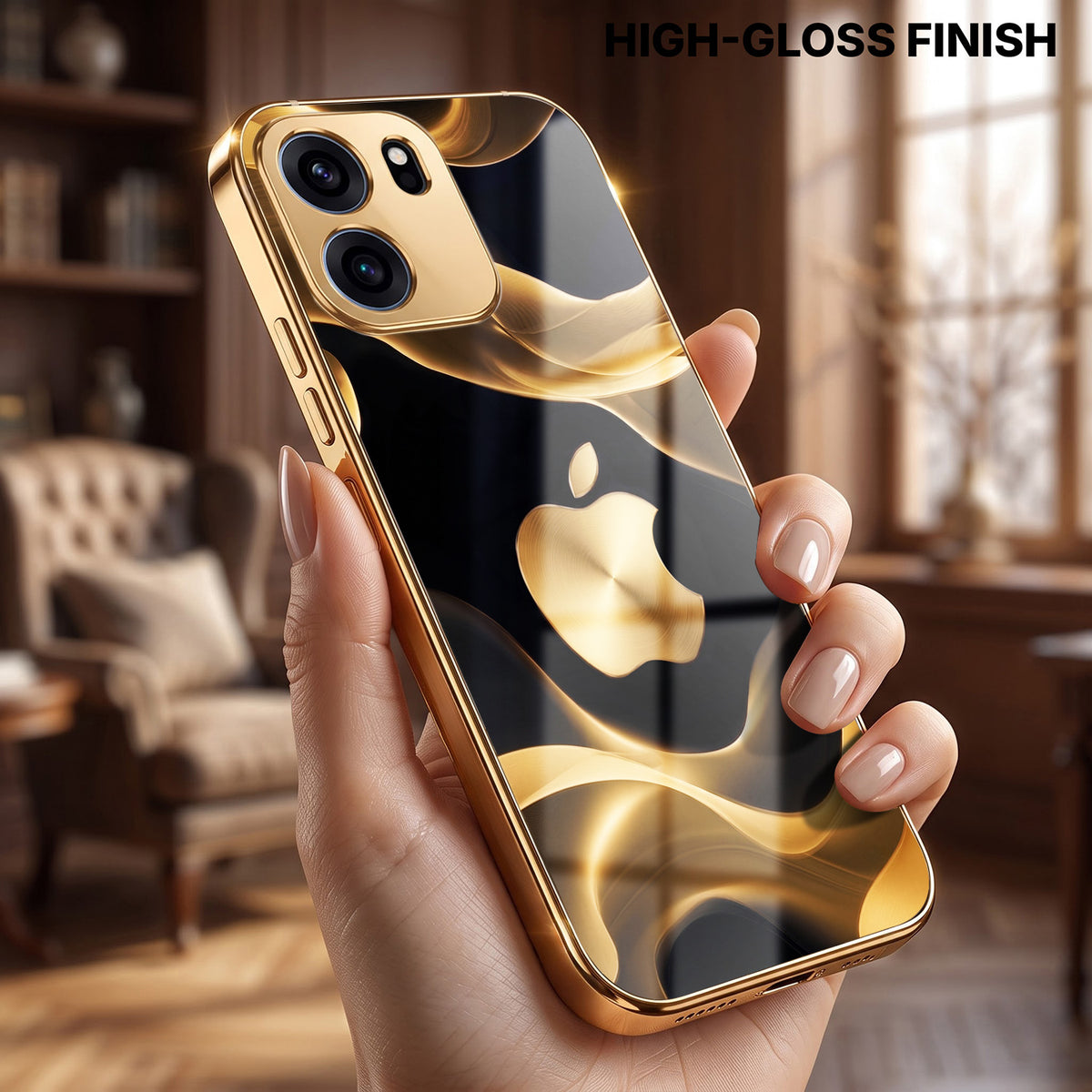 OnePlus Nord CE6 5G Luxury Wave Gold Electroplated Glass Phone Back Case