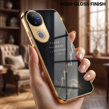 Vivo V50 5G Focus Electroplated Gold Electroplated Glass Phone Back Case
