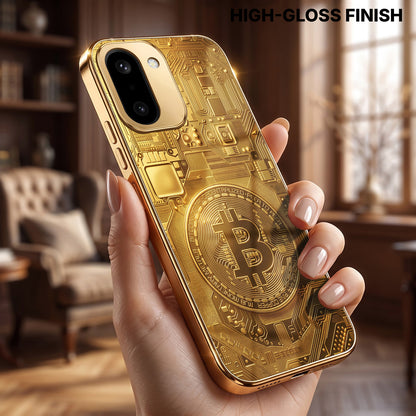 OnePlus 15R 5G Bitcoin Gold Electroplated Glass Phone Back Case