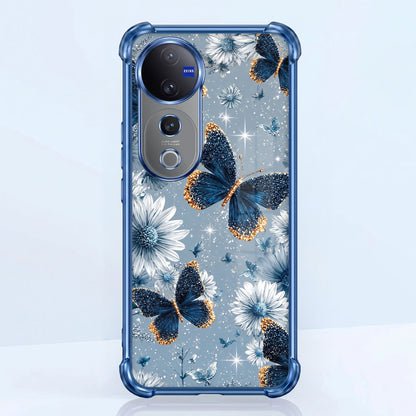 Vivo V40 Pro 5G Blue Butterfly Floral Airbags Printed Back Case