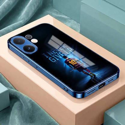 Vivo V60 5G Never Give Up Blue Electroplated Glass Phone Back Case
