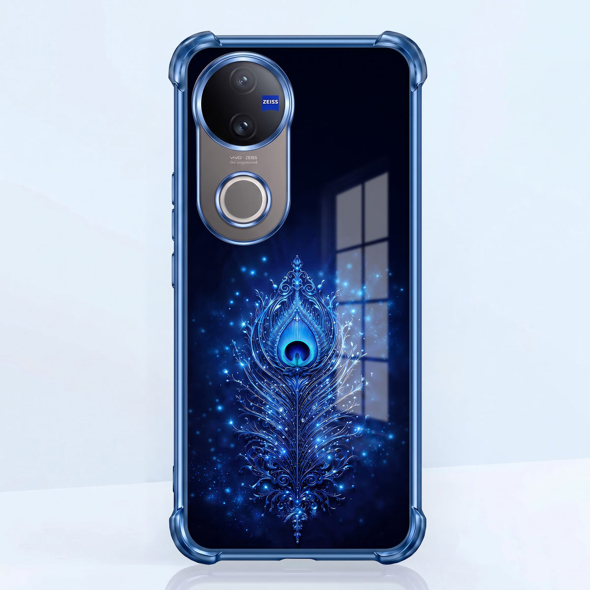 Vivo V50 5G Premium Peacock Feather Airbags Printed Back Case