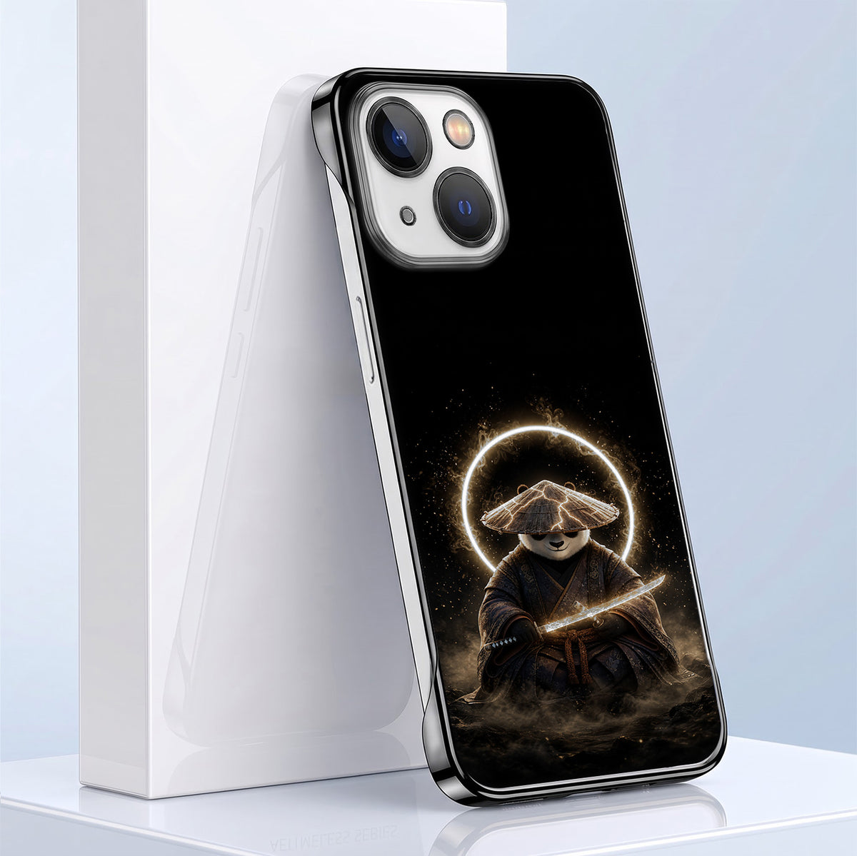 iPhone 15 5G Warrior Panda Black Printed  Frameless Back Case