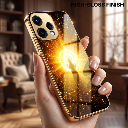 Oppo Reno 15 5G Lakshmi Sacred Gold Electroplated Glass Phone Back Case