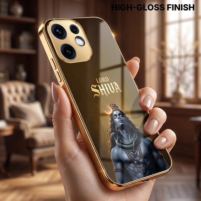 Oppo Reno 16 5G Lord Shiva Gold Electroplated Glass Phone Back Case