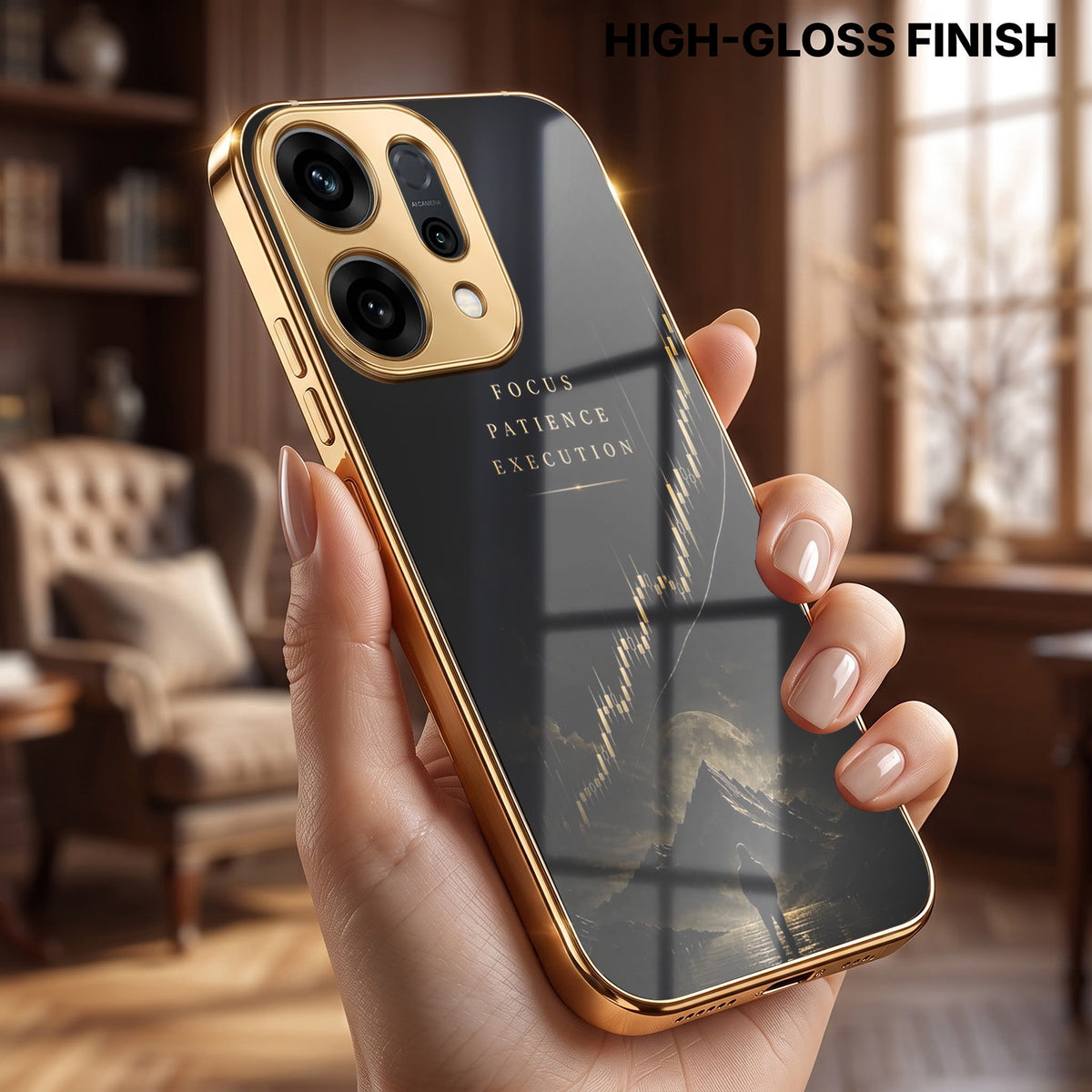 Oppo Reno 14 5G Focus Electroplated Gold Glass Case