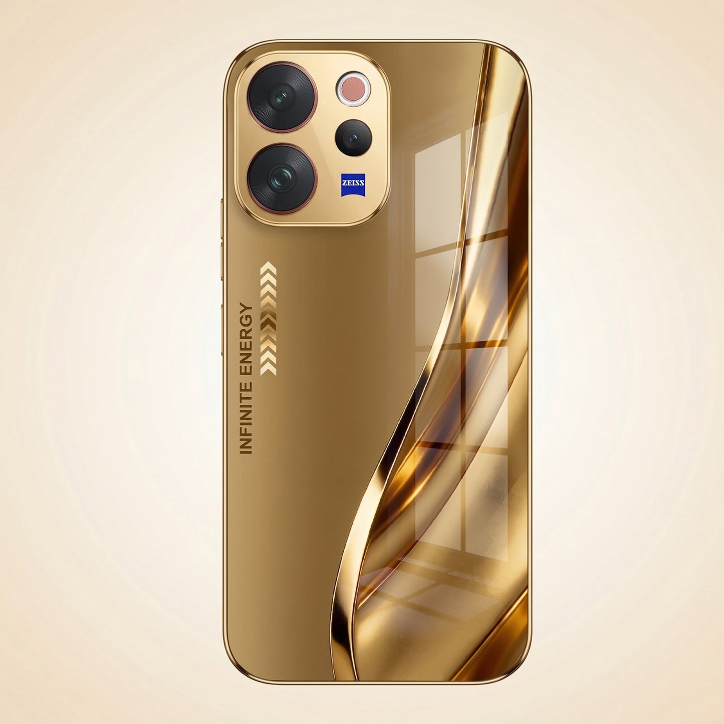 Vivo V70 5G Luxury Infinity Energy Gold Electroplated Glass Phone Case