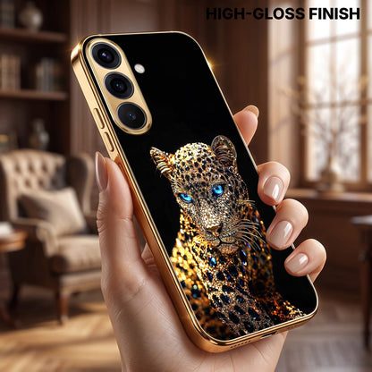 Samsung Galaxy A36 5G Panther Gold Electroplated Glass Phone Back Case