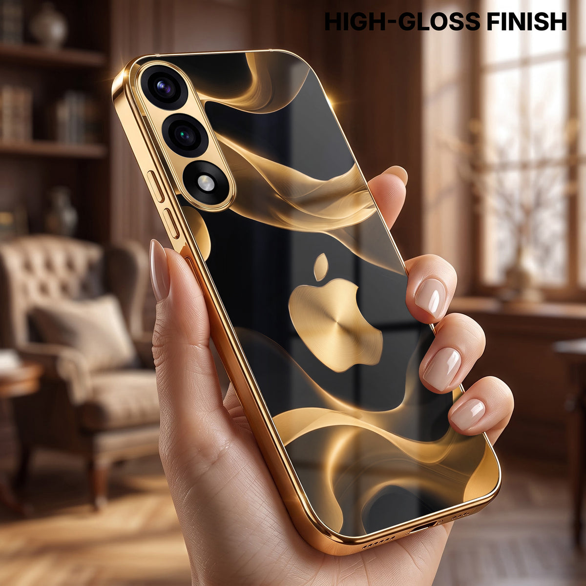 OnePlus Nord 5 5G Luxury Wave Gold Electroplated Glass Phone Back Case