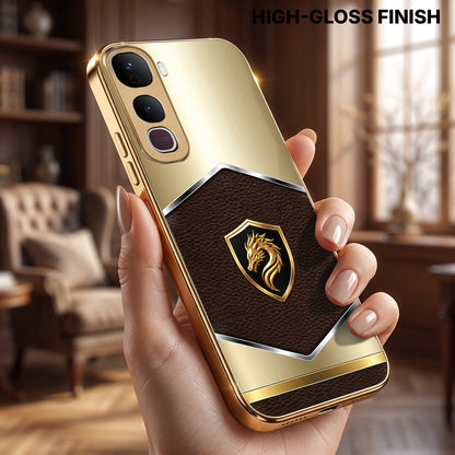 Vivo Y400 Pro 5G Dragon Crest Gold Electroplated Glass Phone Back Case