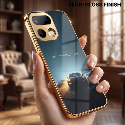 Realme 16 Pro+ 5G Porsche Luxury Gold Electroplated Glass Phone Back Case